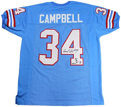 Earl Campbell Autographed Houston Oilers Jersey Inscribed HOF 91