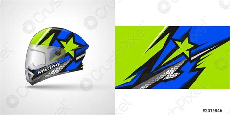 Racing helmet wrap decal and vinyl sticker design illustration - stock ...