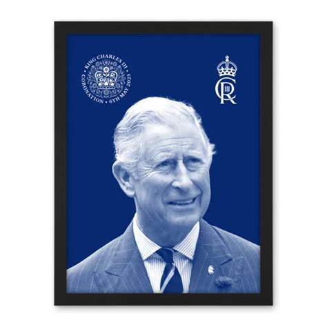 KING CHARLES III Coronation Royal Blue Portrait Emblem Framed Print Art 18X24 $46.71 - PicClick