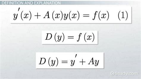 First-Order Linear Differential Equations - Video & Lesson Transcript | Study.com