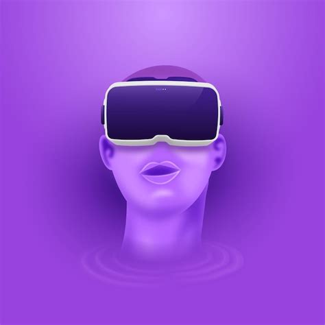 Premium Vector | 3d render of man face wearing vr goggles on purple ...