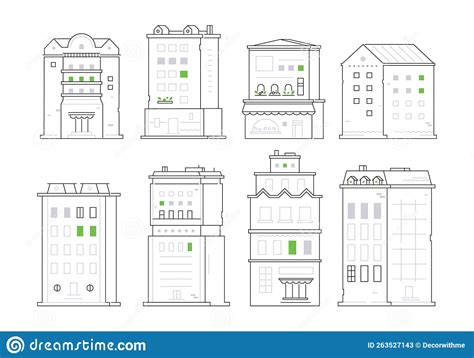 Urban Architecture - Modern Thin Line Design Style Vector Illustration Set Stock Vector ...