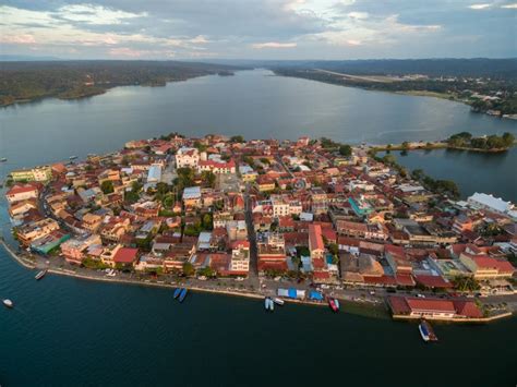 Flores Island in Guatemala. Sunset Light with Lake Peten Itza in Background Stock Photo - Image ...