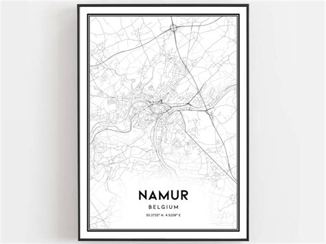 Namur Map Print, Namur Map Poster Wall Art, Namur City Map, Namur Print Street Map Decor, Road ...