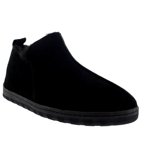 Mens Australian Sheepskin Genuine Fur Lined Boot Rubber Sole Slippers ...