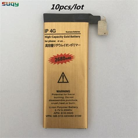 suqy 10pcs/lot Replacement Battery for iphone 4g 2680mAh Phone Battery ...