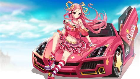 Pink, Girl, Car, Rims, Cant think of a fourth, Pink Hair, Long Hair HD ...