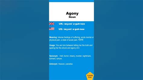 Agony meaning pronunciation and synonyms #Shorts - YouTube