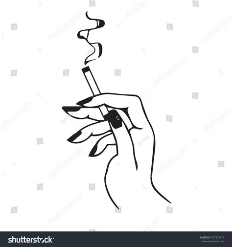 Aesthetic Hand Holding Cigarette Illustration Vector Stock Vector ...