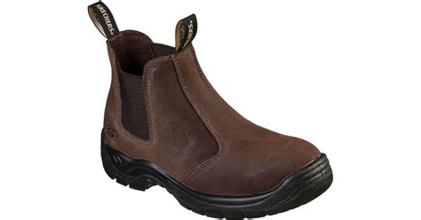 Skechers Work- Tapter St Steel Toe Chelsea Work Boots From Finish Line in Brown for Men | Lyst