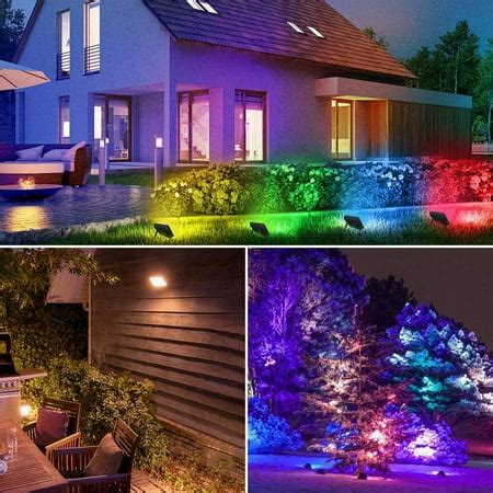 LE RGB LED Flood Light, 15W Outdoor Color Changing Floodlight with Remote Control, Waterproof ...