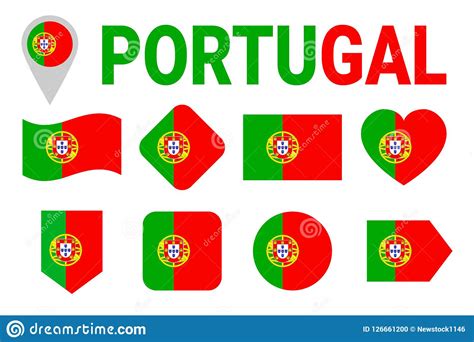 Colección De La Bandera De Portugal Banderas Portuguesas Fijadas Iconos ...