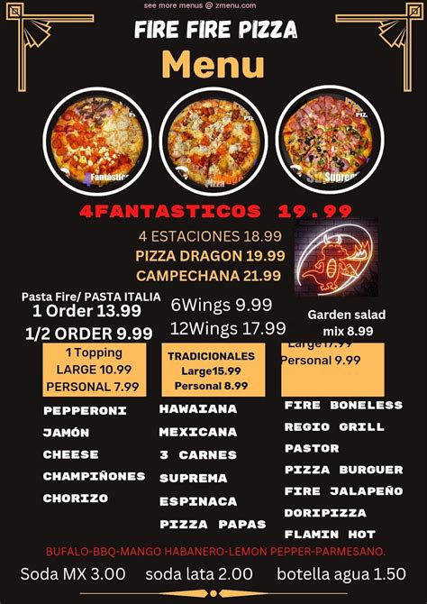 Online Menu of Fire Fire Pizza Restaurant, Harlingen, Texas, 78550 - Zmenu