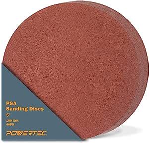 POWERTEC 45510-P3 5-Inch PSA Sanding Disc, 100 Grit, Aluminum Oxide ...