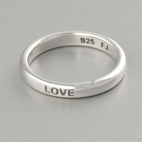 LOVE Engraved Stacking Ring in Sterling Silver