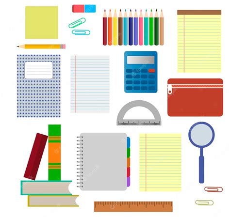 Premium Vector | School supplies icons vector isolated on white