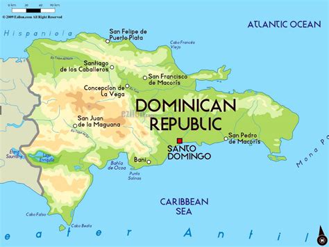 Large physical map of Dominican Republic with major cities | Dominican ...