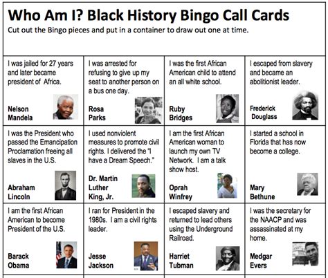 Black History Month Bingo – Moms 'N Charge®