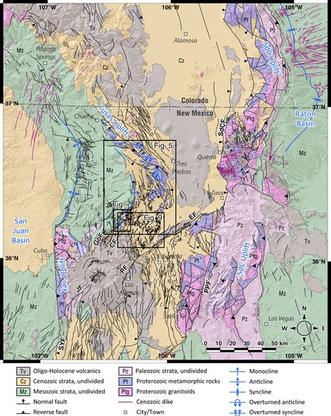 Geologic map of the northern Rio Grande rift. Abbreviations for faults ...