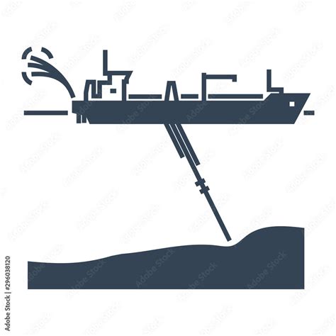 black icon dredger ship, waterway Stock Vector | Adobe Stock