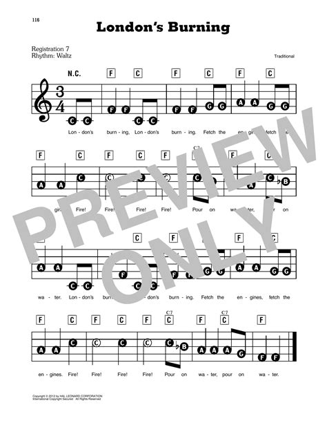 London's Burning by Traditional Sheet Music for E-Z Play Today at Sheet ...