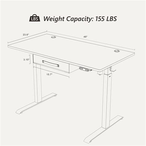 BANTI Adjustable Height Standing Desk with Drawers, 48x24 Inches Electric Stand Up Desk, Sit ...