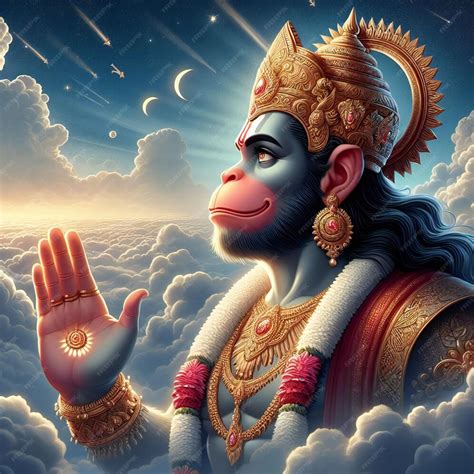 Premium Photo | Lord Hanuman Blessing Hand Sky Background