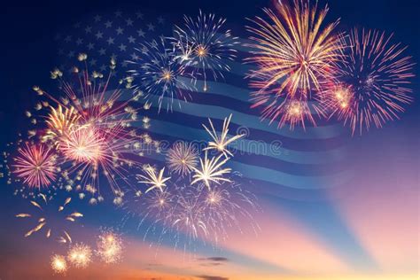 Fireworks and Flag of America Stock Photo - Image of fourth, bright: 116742356