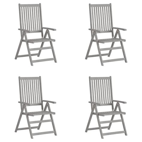 Garden Reclining Chairs 4 pcs Grey Solid Acacia Wood – Home and Garden | All Your Home Interior ...