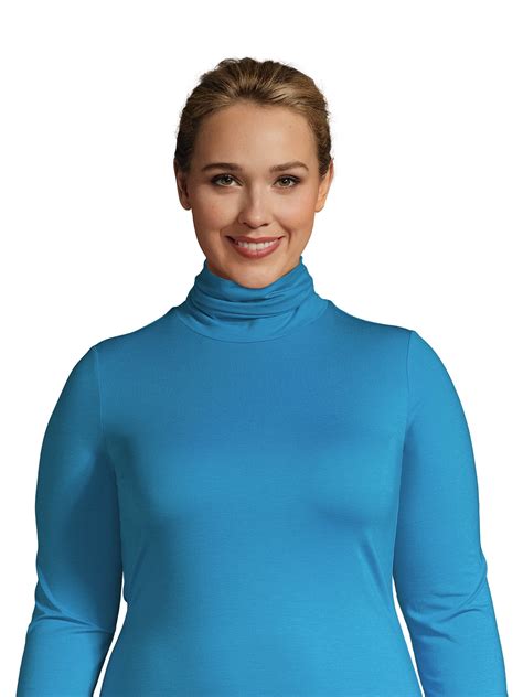 Lands' End Women's Plus Size Lightweight Fitted Long Sleeve Turtleneck ...