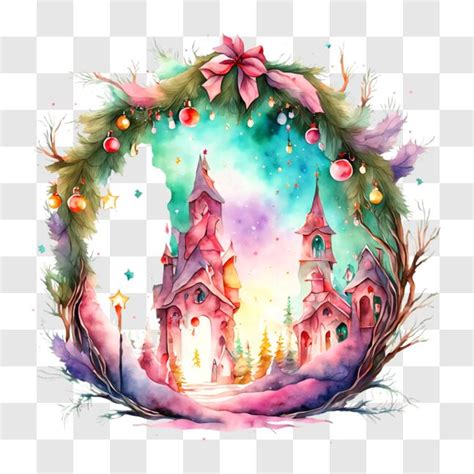 Download Snowy Village Watercolor Painting PNGs Online - Creative Fabrica