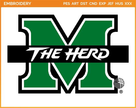 Marshall Thundering Herd - Alternate Logo (2001) - College Sports Embroidery Logo in 4 sizes & 8 ...