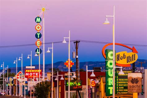 Central Avenue (Historic Route 66) in the Nob Hill section of Albuquerque, New Mexico USA ...