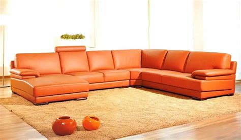 durableabode.com offers Divani Casa 2227 - Modern Orange Leather U ...