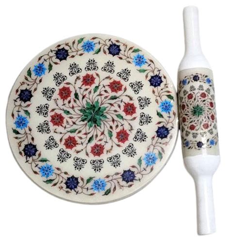 Designer Marble Chakla Belan, For Home,Restaurant And Hotel, Size: 11 Inch (chakla Diameter) at ...