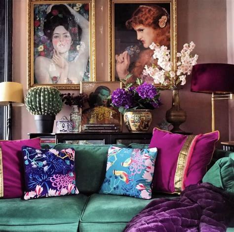 An emerald green sofa, jewel colours and beautiful artwork, how ...