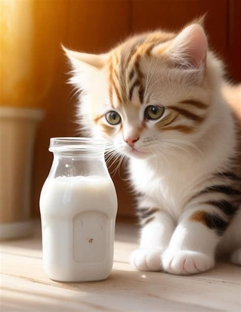 Premium Photo | Cute cat drinking milk