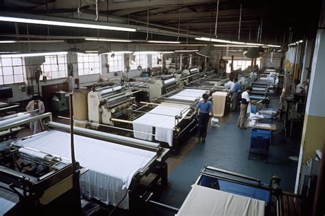 Premium AI Image | Interior of textile factory with machinery and ...