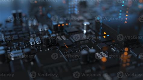 the variety of different types of chips and electronic components on the printed circuit board ...