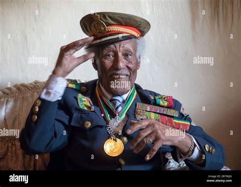 Ethiopian veteran from the italo-ethiopian war in army uniform, Addis ...