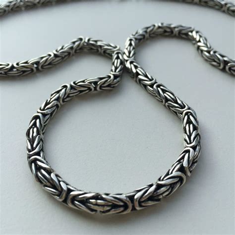 5mm Men's Round Byzantine Necklace Chain 925 Sterling Silver 22 Inch 6 – J F M