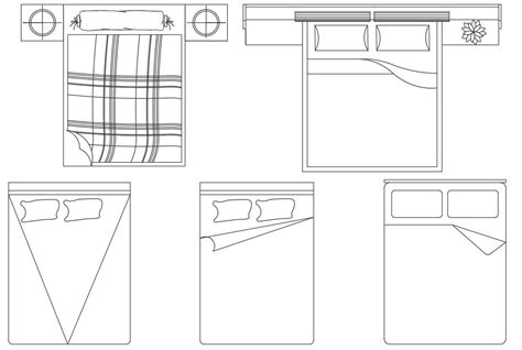 King Bed Top View CAD Blocks Drawing DWG File - Cadbull