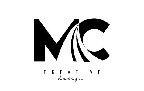 Creative black letters MC m c logo with leading lines and road concept ...