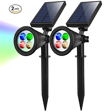 From 18.49 Solar Spotlights4 Led Colour Changing Outdoor Security Lightssolar Powered Garden ...