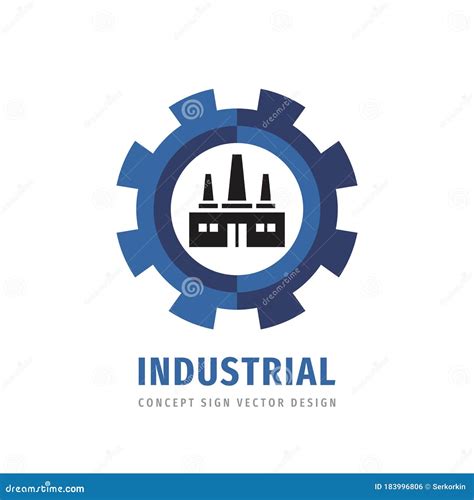 Factory Plant with Gear Logo Vector Design. Industry Concept Icon Sign ...