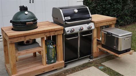 Diy Weber Grill Cart Kettle Stand Q Bbq Station Plans Youtube Portable ...