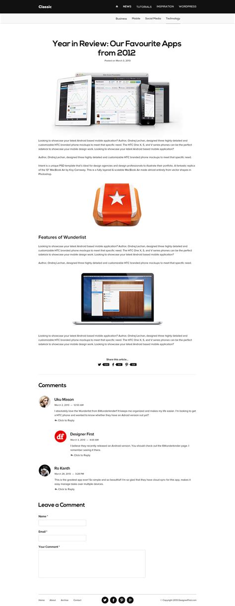 Classic - Free Blog Template - Blog Page by designerfirst on DeviantArt