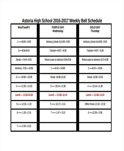 82 Free Printable High School Class Schedule Template Download for High ...