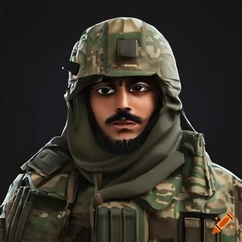 Arabic person in military attire
