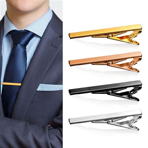 2019 Tie Pin / Mens Tie Clip With Box Skinny Tie Clip Pins Bars Golden Slim Glassy Necktie ...